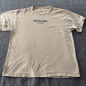 Men’s Size XXL Young & Reckless classic short sleeve tee tan 100% cotton